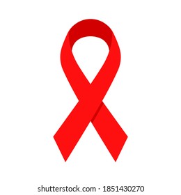 Red aids awareness ribbon vector icon isolated on white background.