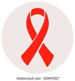 Red AIDS Awareness Ribbon, Vector Illustration. 