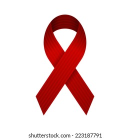 Red AIDS Ribbon Icon on White Background. Vector illustration