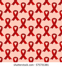 Red aids ribbon seamless pattern vector illustration.
