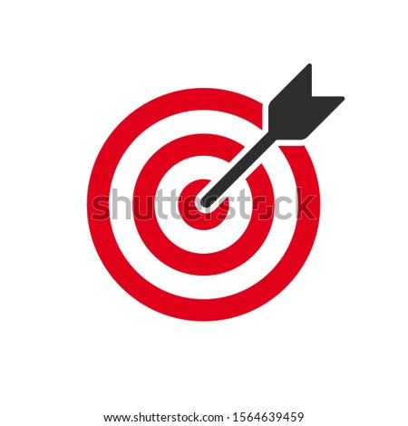 Red aim, arrow, Idea concept, perfect hit, winner, target goal icon. Success abstract pin logo