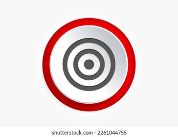 Objetivo rojo, flecha, idea, perfecto golpe, ganador, objetivo, éxito, símbolo de icono de pin. Vista de armas, icono de propósito. Icono de destino. Símbolo de objetivo para la aplicación móvil de sitios web de UI UX.