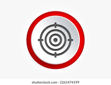 Objetivo rojo, flecha, idea, perfecto golpe, ganador, objetivo, éxito, símbolo de icono de pin. Vista de armas, icono de propósito. Icono de destino. Símbolo de objetivo para la aplicación móvil de sitios web de UI UX.