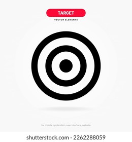 Objetivo rojo, flecha, idea, perfecto golpe, ganador, objetivo, éxito, símbolo de icono de pin. Vista de armas, icono de propósito. Icono de destino. Símbolo de objetivo para la aplicación móvil de sitios web de UI UX.
