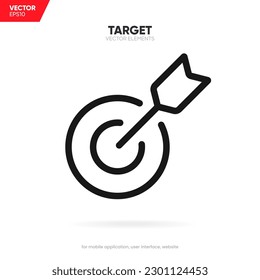 Rotes Ziel, Pfeil, Idee, perfekter Treffer, Gewinner, Ziel, Ziel, Erfolg, Pin Symbol Zeichen. Gun Anblick, Zwecksymbol. Zielsymbol. Zielsymbol für UI UX Websites Mobile App.