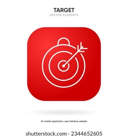 Objetivo rojo, flecha, idea, perfecto golpe, ganador, objetivo, éxito, símbolo de icono de pin. Vista de armas, icono de propósito. Icono de destino. Símbolo de objetivo para la aplicación móvil de sitios web de UI UX.