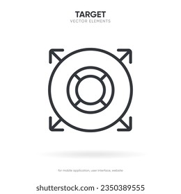 Red aim, arrow, idea, perfect hit, winner, target, goal, success, pin icon symbol sign. Gun sight, purpose icon. Target icon. Aim symbol for UI UX websites mobile app.