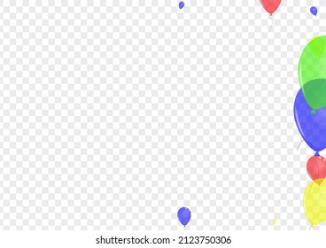 Red Air Background Transparent Vector. Confetti Present Background. Yellow Label. Colorful Surprise. Ballon Festive Set.