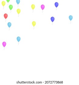 Red Air Background White Vector. Helium Happy Template. Purple Inflatable. Bright Confetti. Surprise Celebration Border.