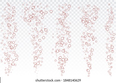Red air bubbles, oxygen, champagne crystal clear, isolated on a transparent background of modern design. Vector illustration of EPS 10.