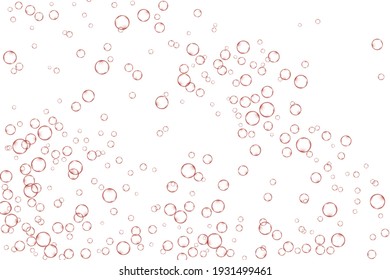 Burbujas de aire rojo, oxígeno, champán cristalino aislado en fondo blanco diseño moderno. Ilustración vectorial de la EPS 10.