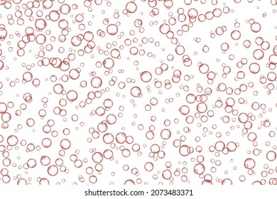 Red air Bubbles, oxygen, champagne crystal clear isolated on white background modern design. Vector illustration of EPS 10.