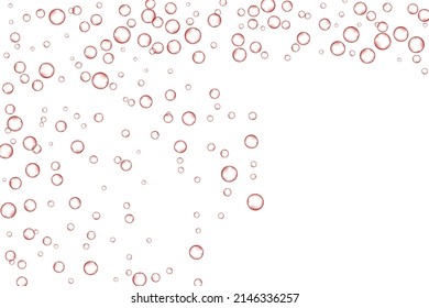 Burbujas de aire rojo, oxígeno, champán cristalino aislado en fondo blanco diseño moderno. Ilustración vectorial de la EPS 10.