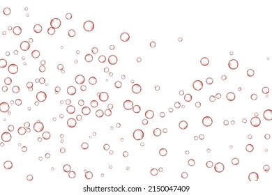Red air Bubbles, oxygen, champagne crystal clear isolated on white background modern design. Vector illustration of EPS 10.
