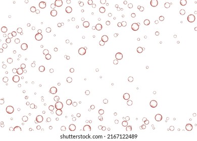 Red air Bubbles, oxygen, champagne crystal clear isolated on white background modern design. Vector illustration of EPS 10.