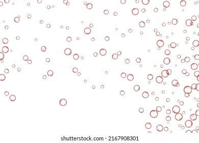 Red air Bubbles, oxygen, champagne crystal clear isolated on white background modern design. Vector illustration of EPS 10.