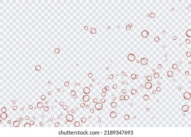 Red air bubbles, oxygen, champagne crystal clear, isolated on a transparent background of modern design. Vector illustration of EPS 10.