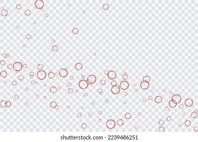Red air bubbles, oxygen, champagne crystal clear, isolated on a transparent background of modern design. Vector illustration of EPS 10.