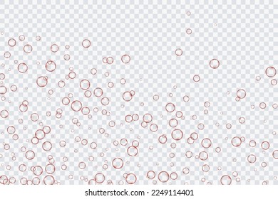 Red air bubbles, oxygen, champagne crystal clear, isolated on a transparent background of modern design. Vector illustration of EPS 10.
