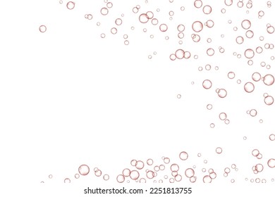 Red air Bubbles, oxygen, champagne crystal clear isolated on white background modern design. Vector illustration of EPS 10.