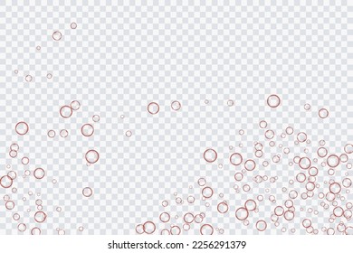 Red air bubbles, oxygen, champagne crystal clear, isolated on a transparent background of modern design. Vector illustration of EPS 10.