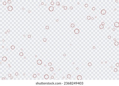 Red air bubbles, oxygen, champagne crystal clear, isolated on a transparent background of modern design. Vector illustration of EPS 10.