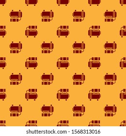 Red Air compressor icon isolated seamless pattern on brown background.  Vector Illustration