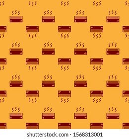Red Air conditioner icon isolated seamless pattern on brown background. Split system air conditioning. Cool and cold climate control system.  Vector Illustration