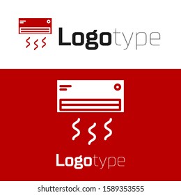 Red Air conditioner icon isolated on white background. Split system air conditioning. Cool and cold climate control system. Logo design template element. Vector Illustration