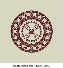 Red air drone icon inside rubber grunge texture stamp