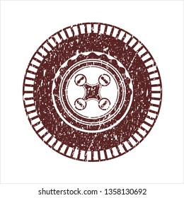 Red air drone icon inside distressed rubber grunge seal