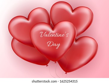 Red air heart shaped balloons Valentine's day 