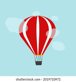 Globo rojo, ilustración, vector sobre fondo azul
