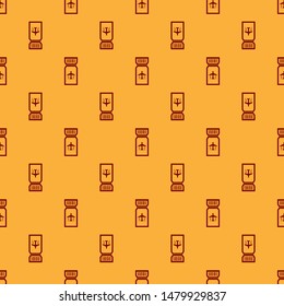 Red Airline ticket icon isolated seamless pattern on brown background. Plane ticket.  Vector Illustration