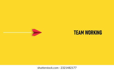  Red airplane flying to teamwork.Different thinking, Business leader, personality development idea concept