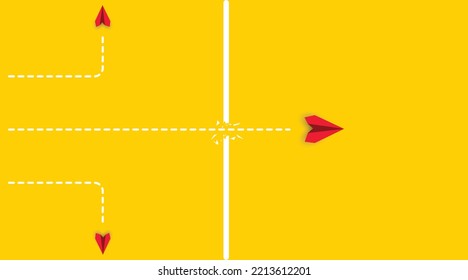 red airplane is going towards the target by overcoming the obstacle.Idea concept of overcoming obstacles.
