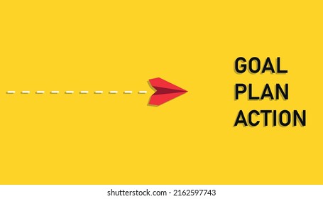 Red airplane heading towards goal,plan,action. business creativity new idea discovery innovation technology. new year idea concept.