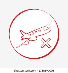 Rotes Flugzeugsymbol. Abgebrochener Flug-Vektorgrafik-Design