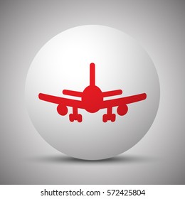 Red Airplane icon on white sphere