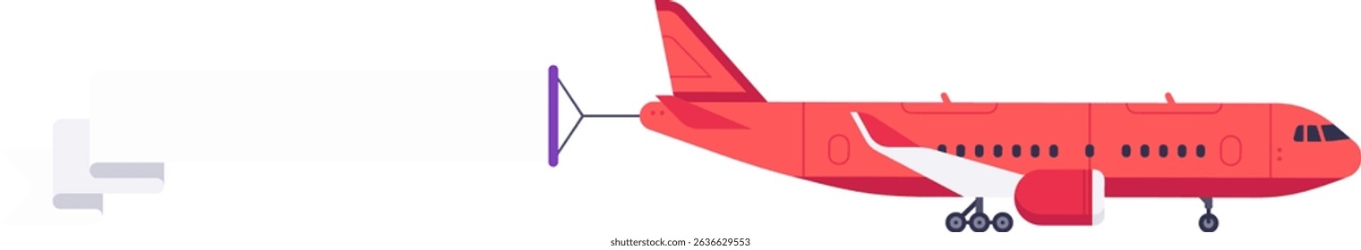 Red airplane refueling in flight, connected to a purple tanker through a special pipe for fuel transfer, ensuring continuous operation and long range flights