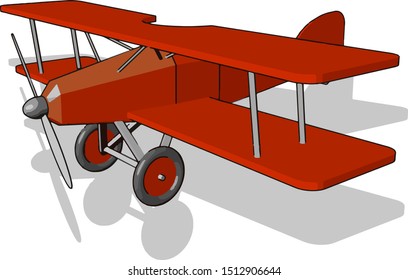 Red airplane toy, illustration, vector on white background.