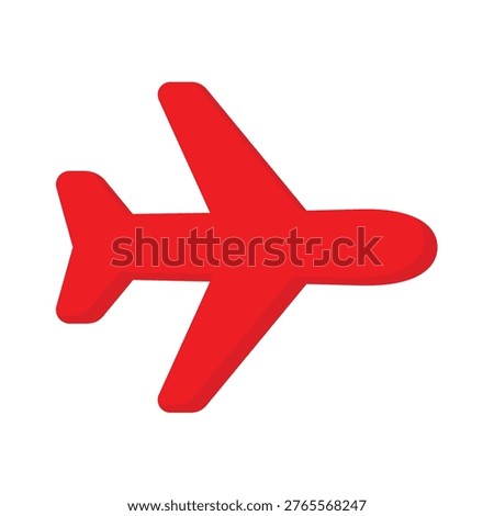 Red airplane vector icon for travel agency logo or flight departure