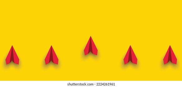 aviones rojos.Nuevas ideas creatividad y concepto innovador de negocio de soluciones.Pensar diferente, líder de negocios, concepto de desarrollo de personalidad.