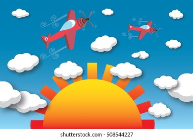 red airplanes on the sky