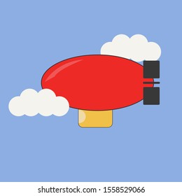 Red airship, illustration, vector on white background.