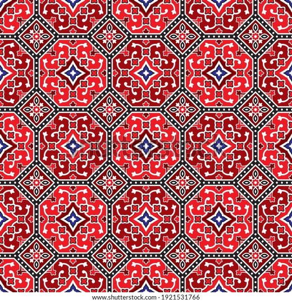 Red Ajrak Pattern Vector Illustration Stock Vector (Royalty Free ...