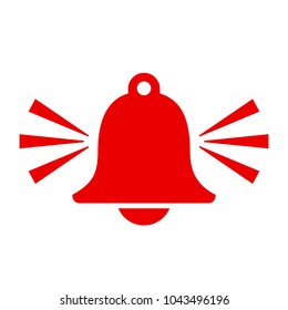 Red alarm bell vector icon isolated on white background