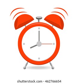 Red alarm clock with bells isolated on white background