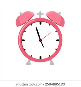 red alarm clock cartoon flat vector illustration