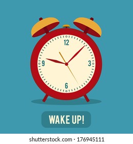 red alarm clock colorful flat style vector illustration